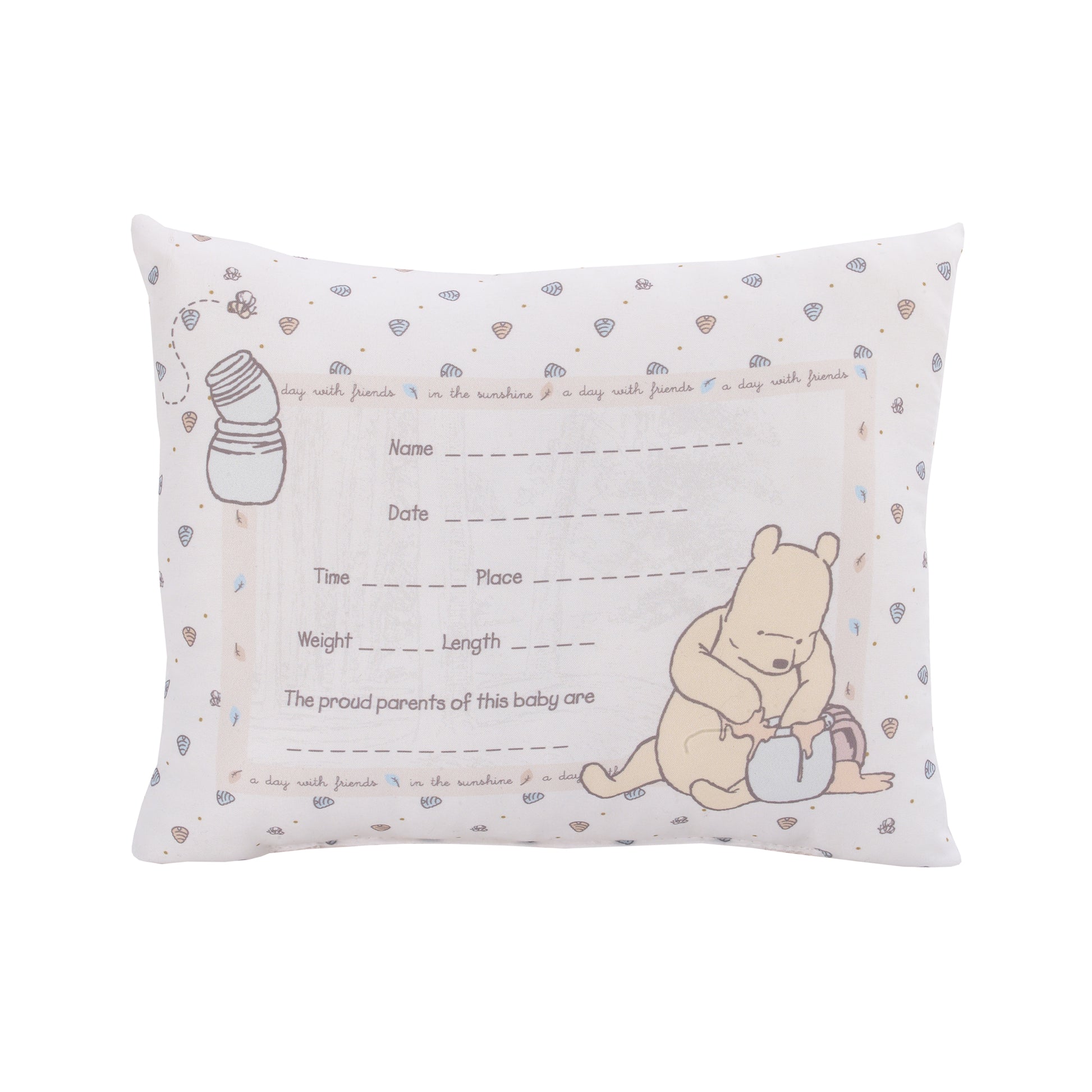 Disney Winnie the Pooh Decorative Keepsake Pillow Personalized Birth Pillow