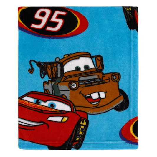 Disney Cars Radiator Springs Blue and Red Lightning McQueen and Tow-Mater Super Soft Toddler Blanket