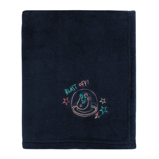 Disney Toy Story Color Crazy Blue, Green and Orange Blast Off Buzz Lightyear Super Soft Appliqued Baby Blanket