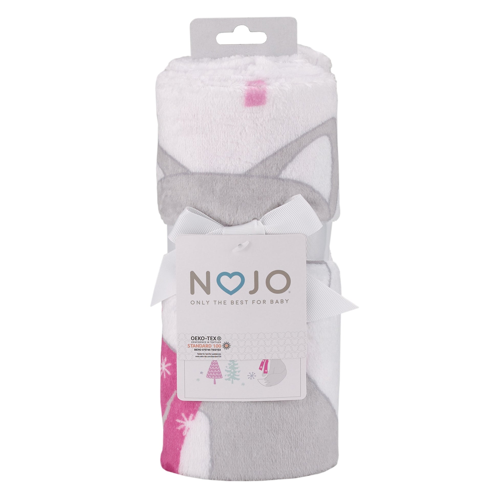 NoJo Fox White, Gray, and Purple "Winter Wonderland" Christmas Photo Op Super Soft Baby Blanket