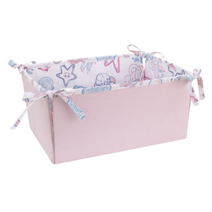 NoJo Mermaid Lagoon Pink, Blue and White Undersea Friends, Fish, Coral, Jellyfish and Starfish 4 Piece Nursery Crib Bedding Set - Comforter, 100% Cotton Fitted Crib Sheet, Crib Skirt, and Storage Caddy