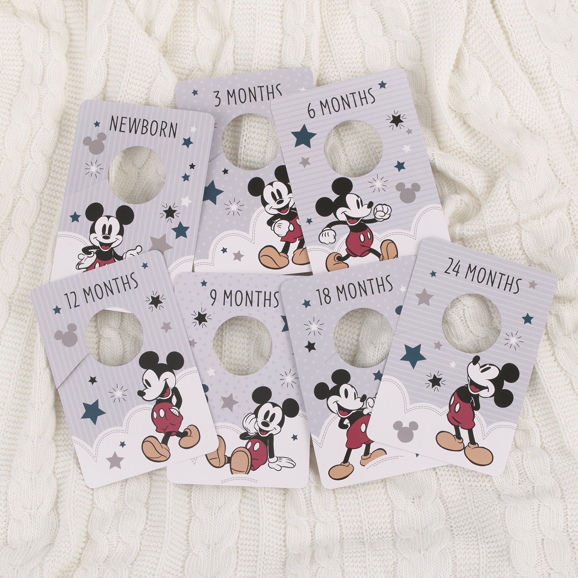 Disney Mickey Mouse Gray, Red, and Black, Nursery Baby Closet Dividers - Set of 7 Newborn to 24 Months