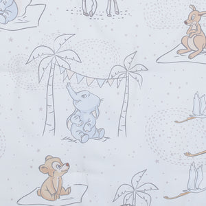 Disney Dumbo Mommy's Little Peanut Ivory, Gray, and Blue Kangaroo, Bear, Zebra, and Stork with Palm Trees 6 Piece Nursery Crib Bedding Set - Comforter, Two Fitted Crib Sheets, Crib Skirt, Blanket and Changing Pad Cover