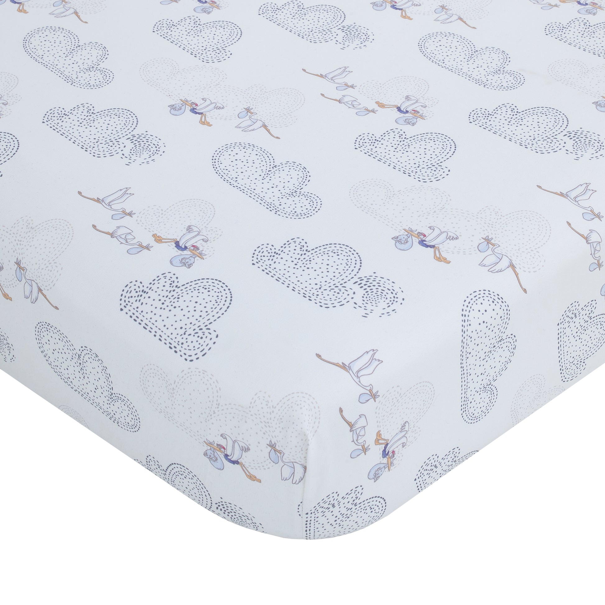 Disney Dumbo Mommy's Little Peanut Ivory, Gray, and Blue Kangaroo, Bear, Zebra, and Stork with Palm Trees 6 Piece Nursery Crib Bedding Set - Comforter, Two Fitted Crib Sheets, Crib Skirt, Blanket and Changing Pad Cover