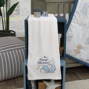 Disney Dumbo Mommy's Little Peanut Ivory, Gray, and Blue Kangaroo, Bear, Zebra, and Stork with Palm Trees 6 Piece Nursery Crib Bedding Set - Comforter, Two Fitted Crib Sheets, Crib Skirt, Blanket and Changing Pad Cover