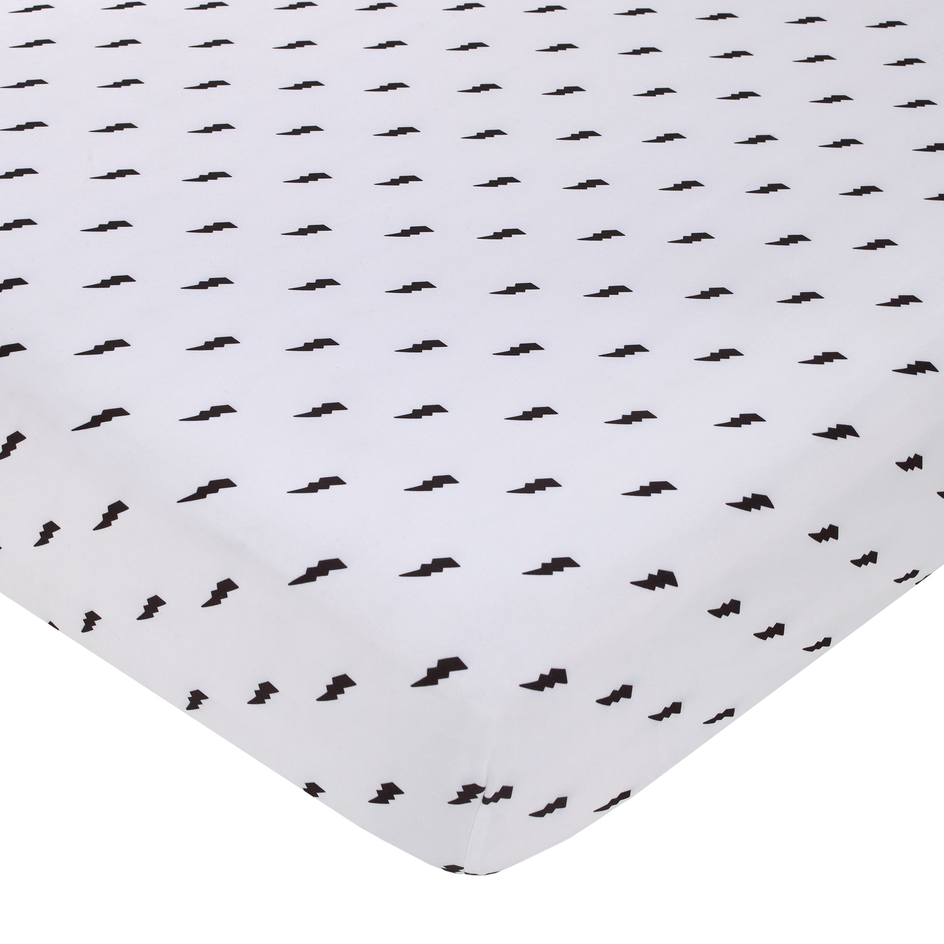NoJo Lightning Bolt Black and White Nursery Fitted Crib Sheet
