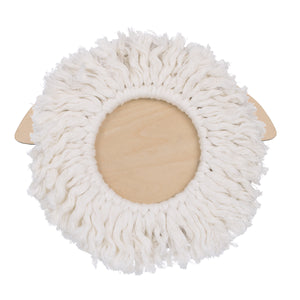 Little Love by NoJo Natural Wood Sheep Wall Decor with Ivory Yarn Wool