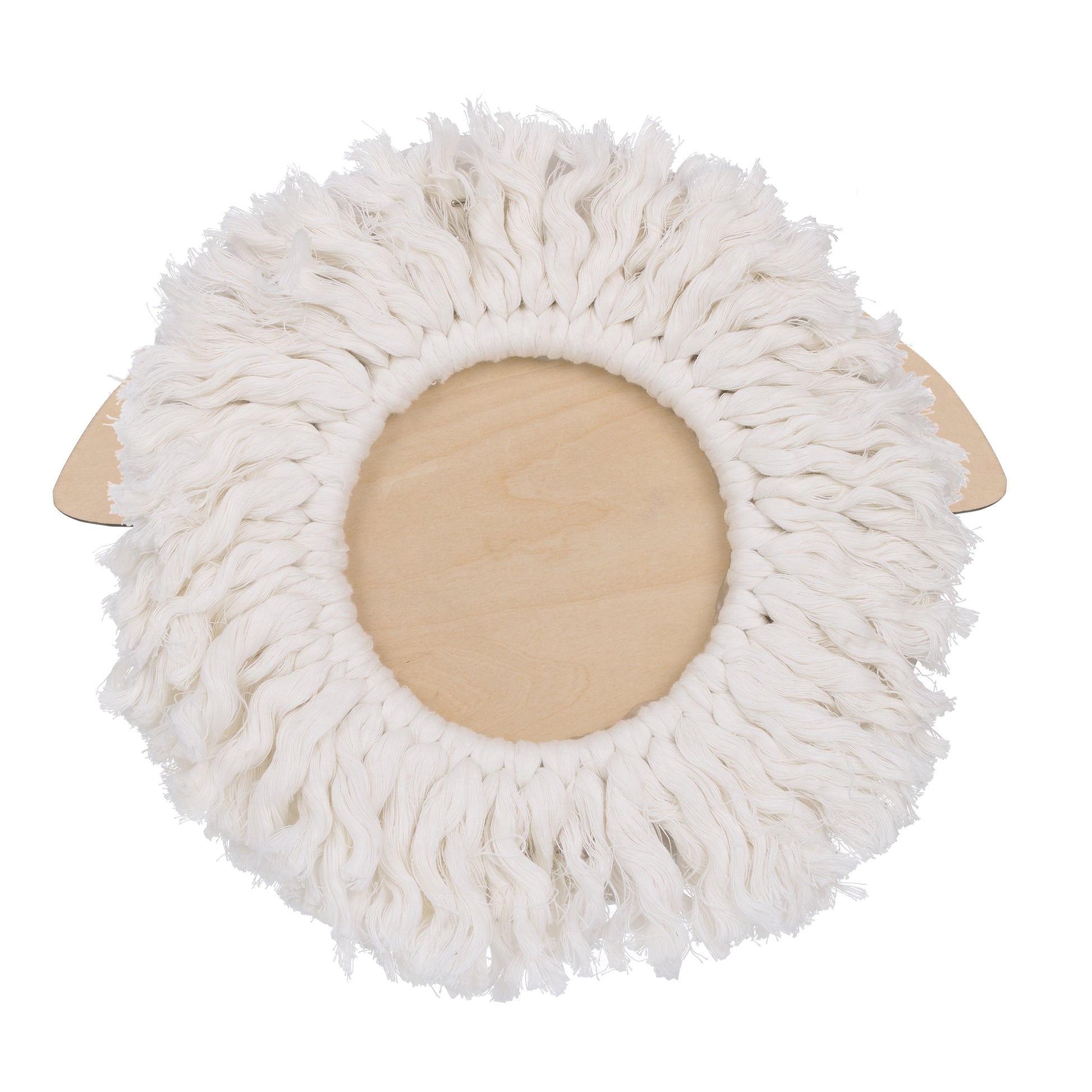 Little Love by NoJo Natural Wood Sheep Wall Decor with Ivory Yarn Wool