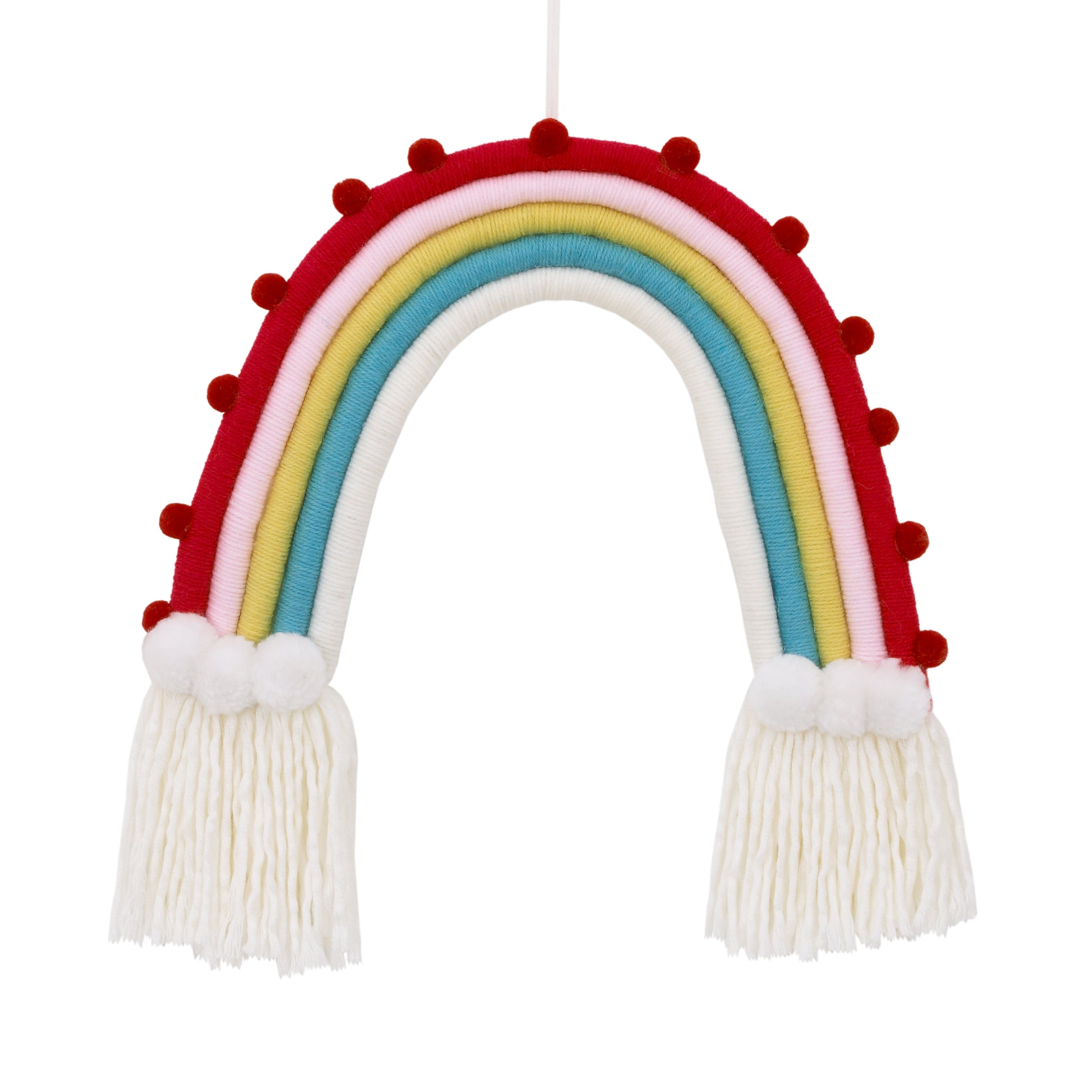Little Love by NoJo Rainbow Tapestry Red, Pink, Yellow, Blue and White Yarn Wall Decor