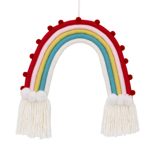 Little Love by NoJo Rainbow Tapestry Red, Pink, Yellow, Blue and White Yarn Wall Decor