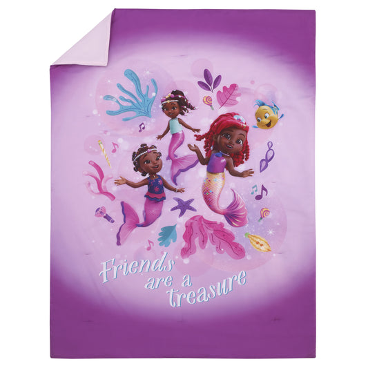 NoJo Disney Junior Ariel Pink and Aqua Friends Are A Treasure 4 Piece Toddler Bed Set