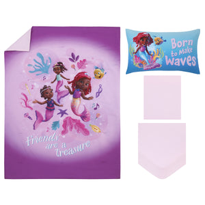 NoJo Disney Junior Ariel Pink and Aqua Friends Are A Treasure 4 Piece Toddler Bed Set