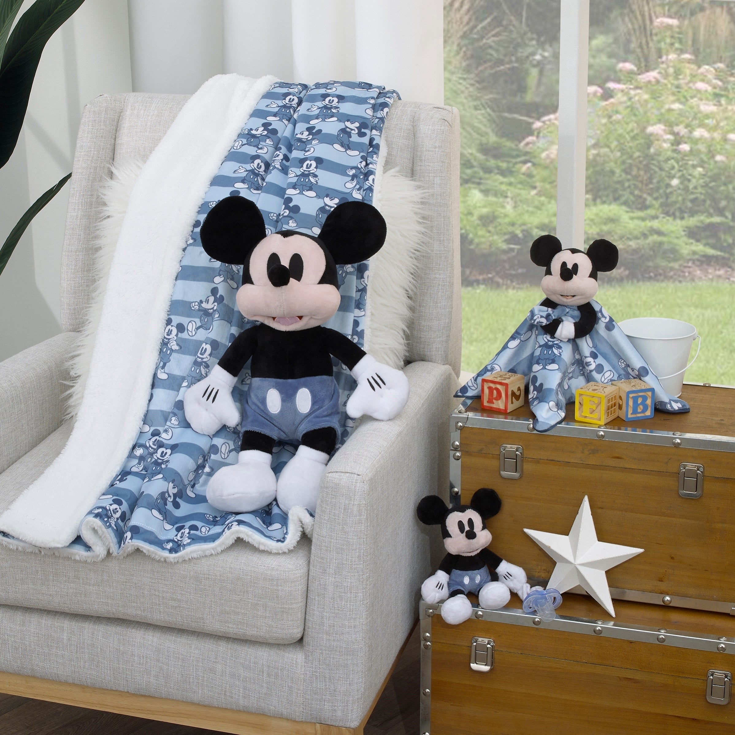 NoJo Disney Mickey Mouse Black, White, and Blue Plush – NoJo Baby