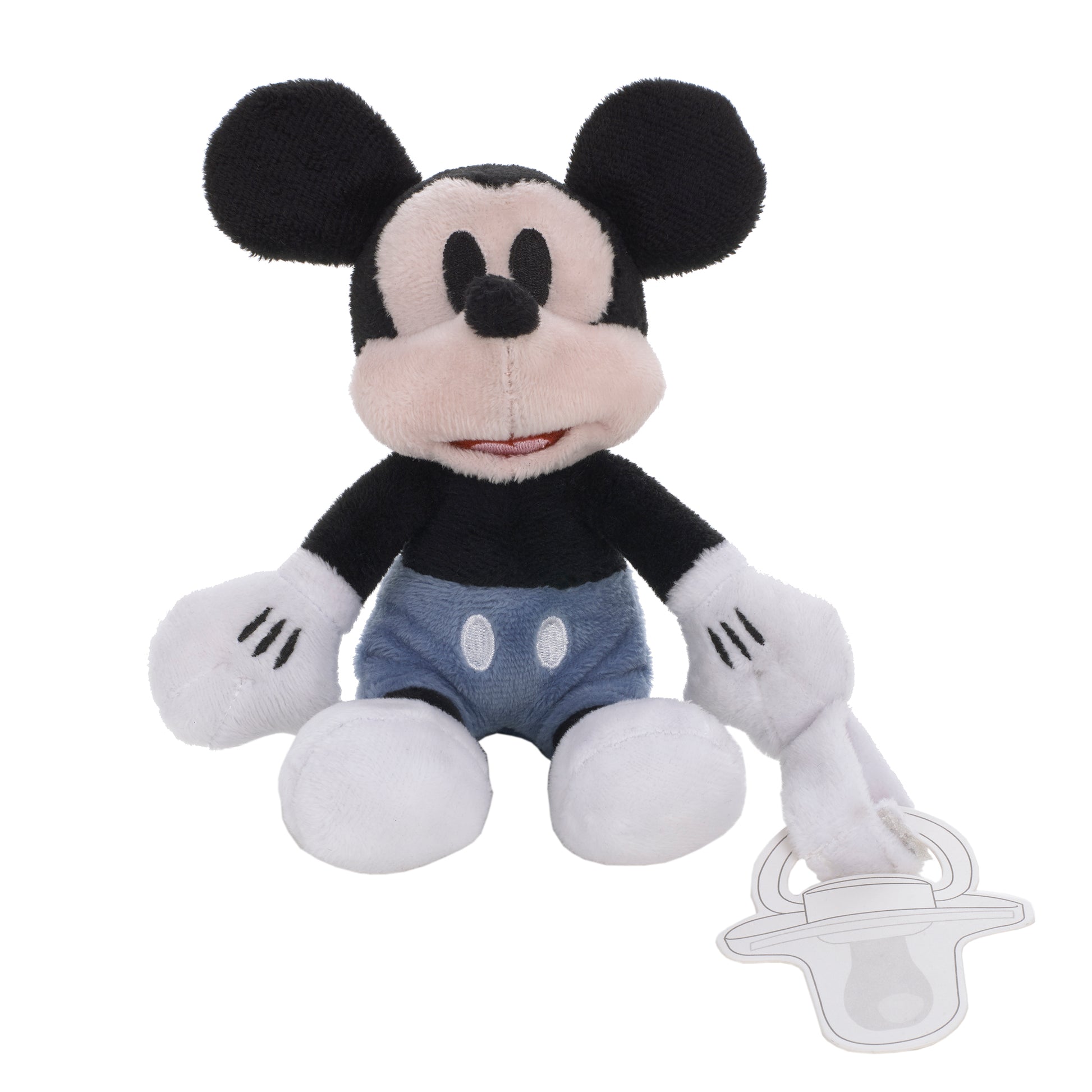 Disney Mickey Mouse White, Blue and Black Plush Buddy Pacifier