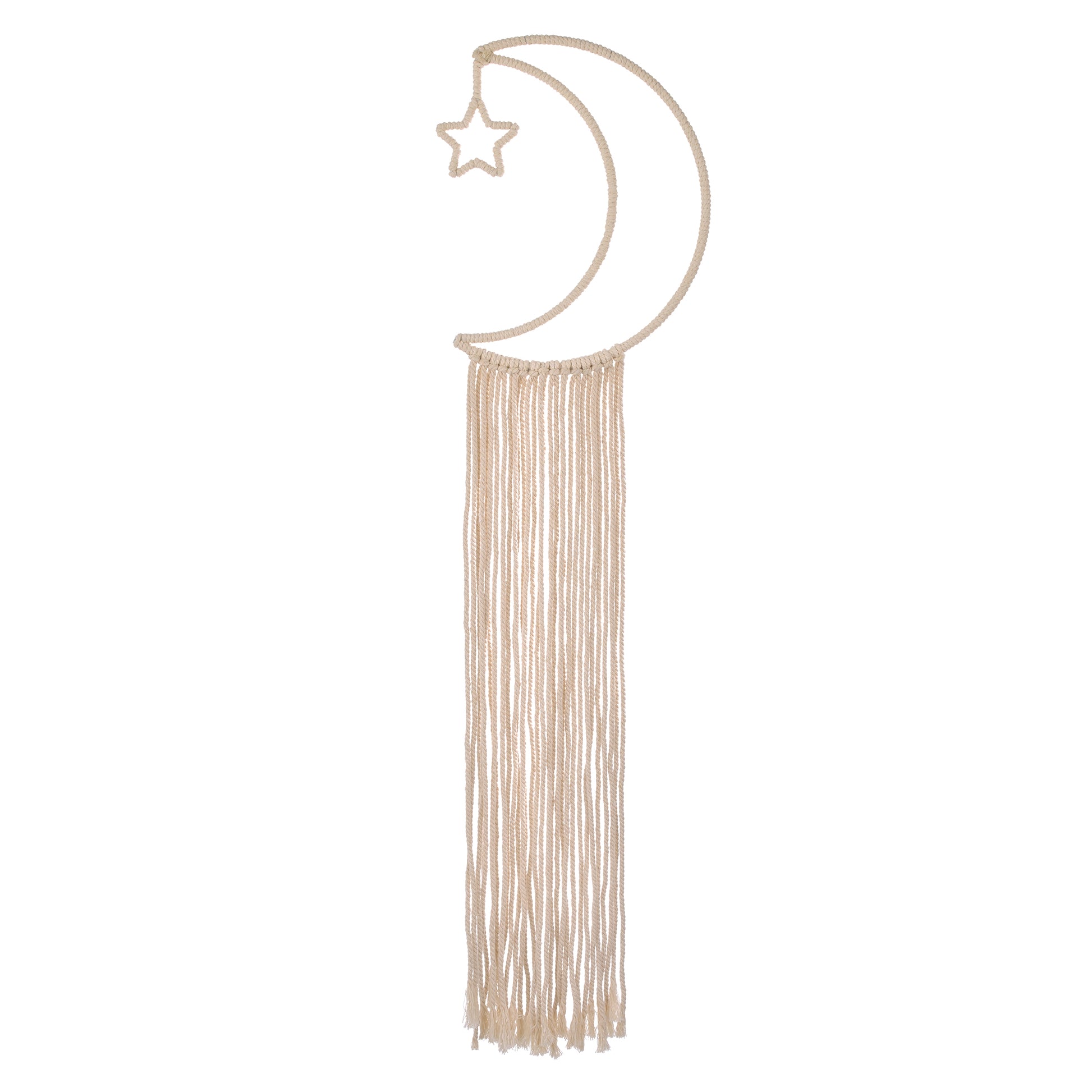 Little Love by NoJo Natural Ivory MacramÃ© Moon Shaped Wall DÃ©cor With Fringe, 18" Long