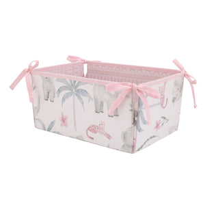NoJo Tropical Princess Elephant /Jungle Pink and Green 4 Piece Crib Bedding Set - Comforter, Fitted Crib Sheet, Dust Ruffle and Storage