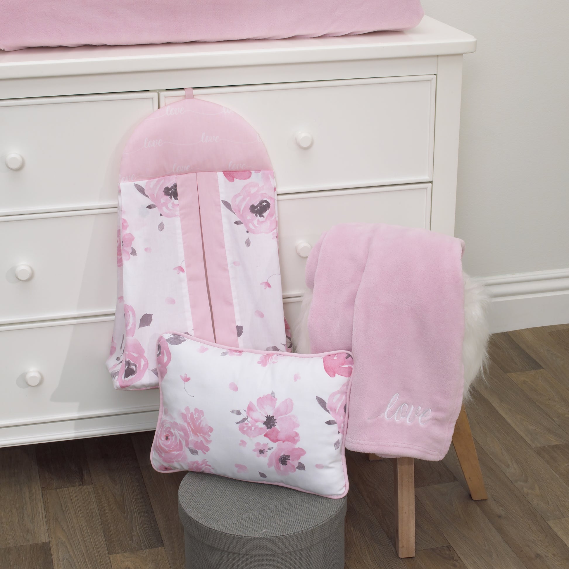 NoJo Dreamer Watercolor Floral 8 Piece Nursery Crib Bedding Set