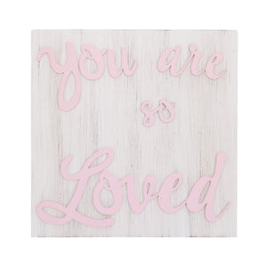 Little Love by NoJo You are so Loved Pink and White Square Wood Nursery Wall Decor
