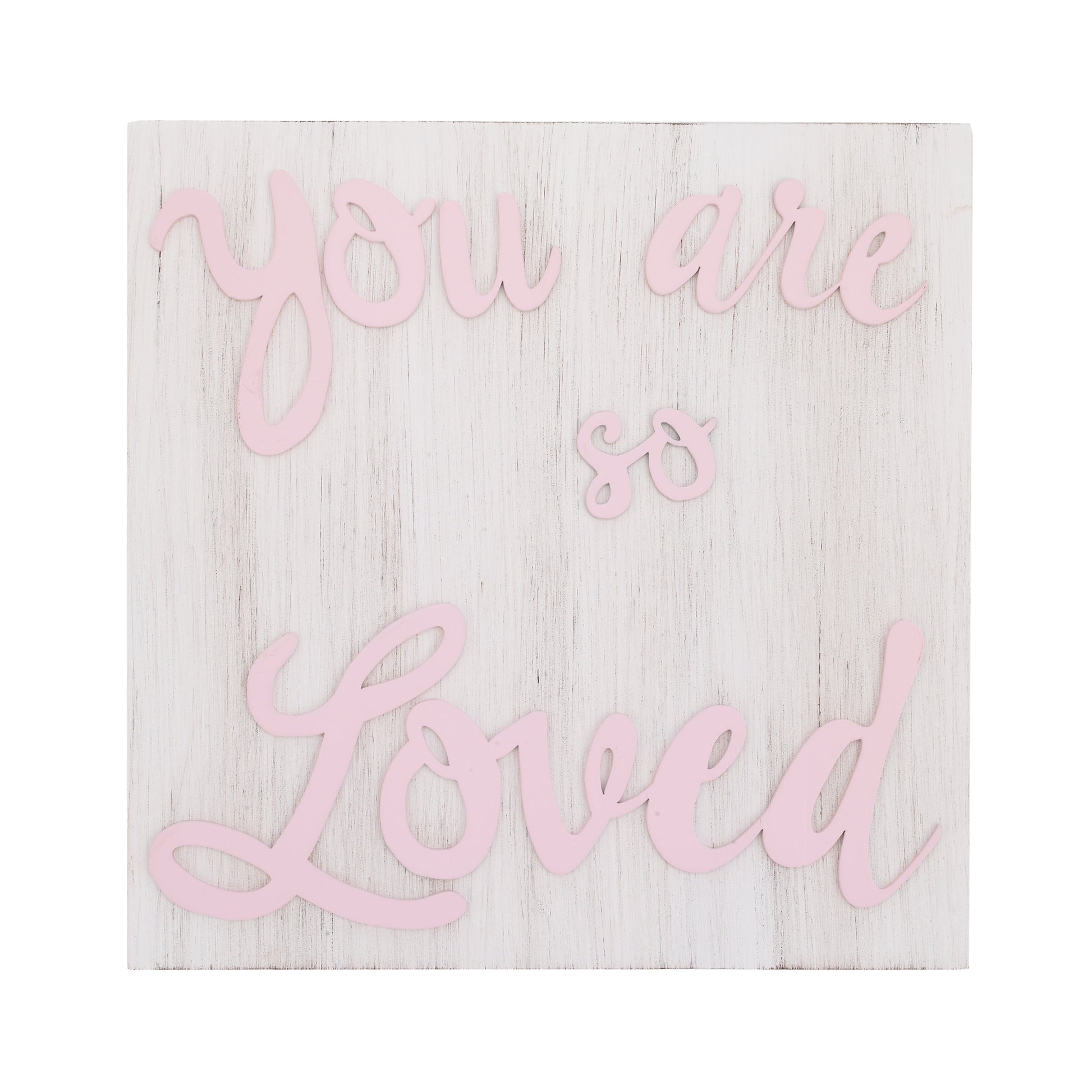 Little Love by NoJo You are so Loved Pink and White Square Wood Nursery Wall Decor
