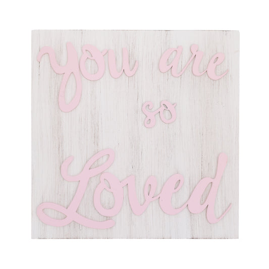 Little Love by NoJo You are so Loved Pink and White Square Wood Nursery Wall Decor