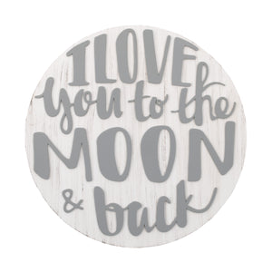 Little Love by NoJo Love you to the Moon and Back Grey and White Round Wood Nursery Wall DÃƒÆ’Ã‚Â©cor