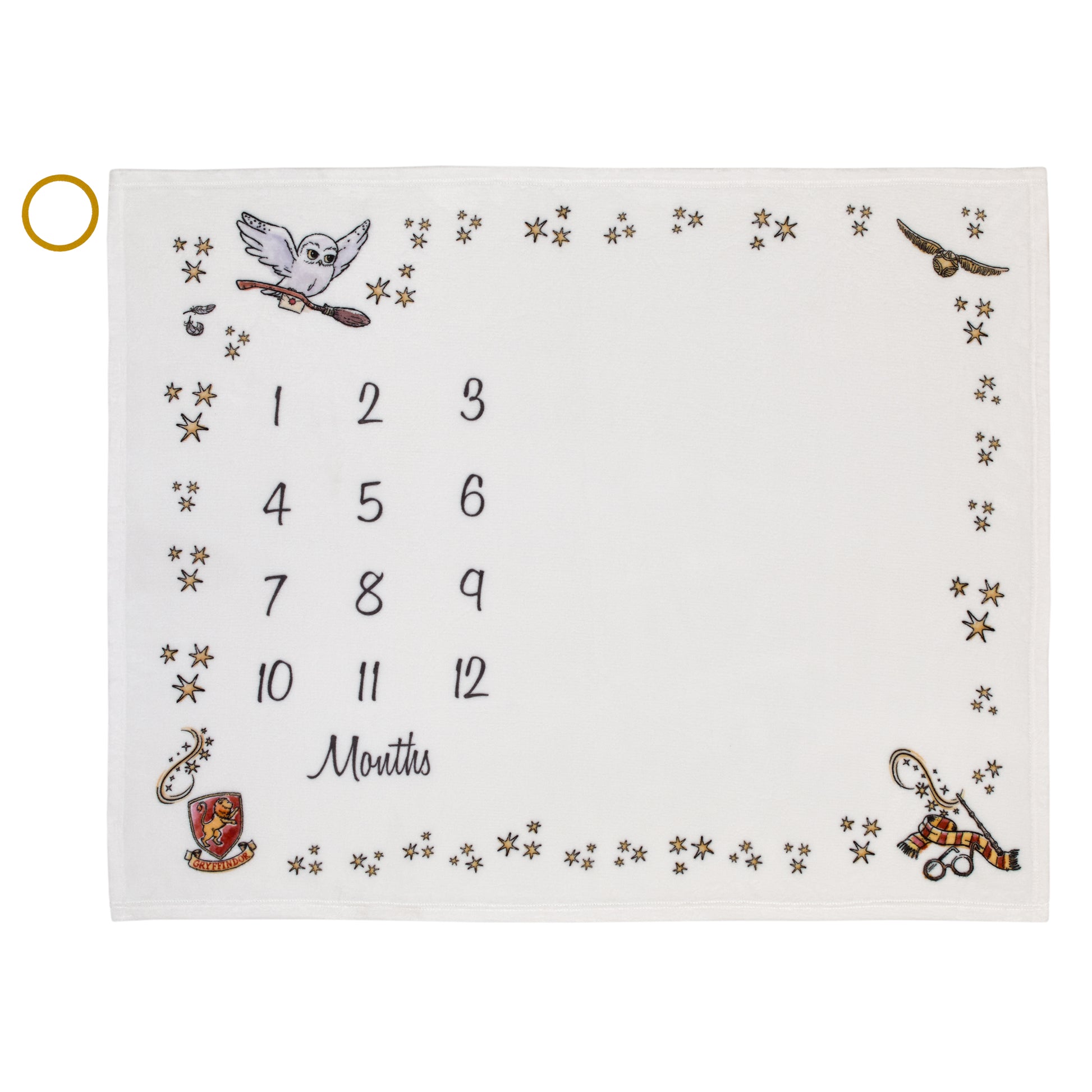 Warner Bros  Harry Potter Magical Moments White and Gold Milestone Baby Blanket