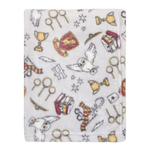 Warner Bros  Harry Potter Magical Moments Grey and White Super Soft Baby Blanket