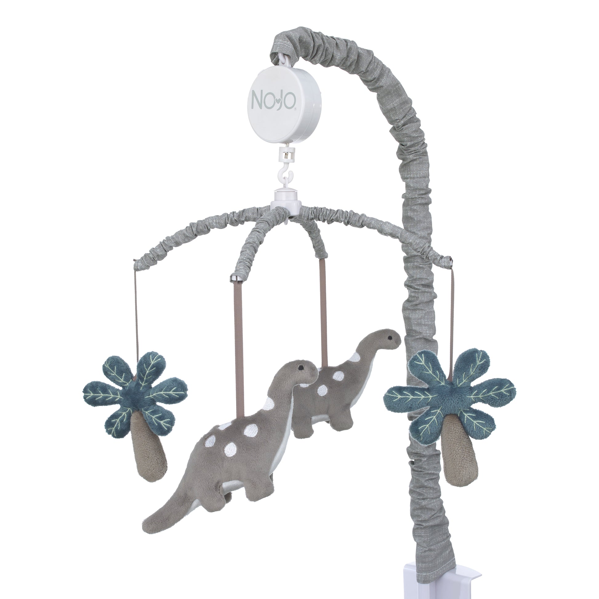 NoJo Baby-Saurus Gray Brontosaurus and Palm Tree Musical Mobile