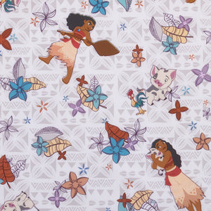 Disney Moana Free as the Ocean Aqua, Purple, Orange, and White Tropical Preschool Nap Pad Sheet