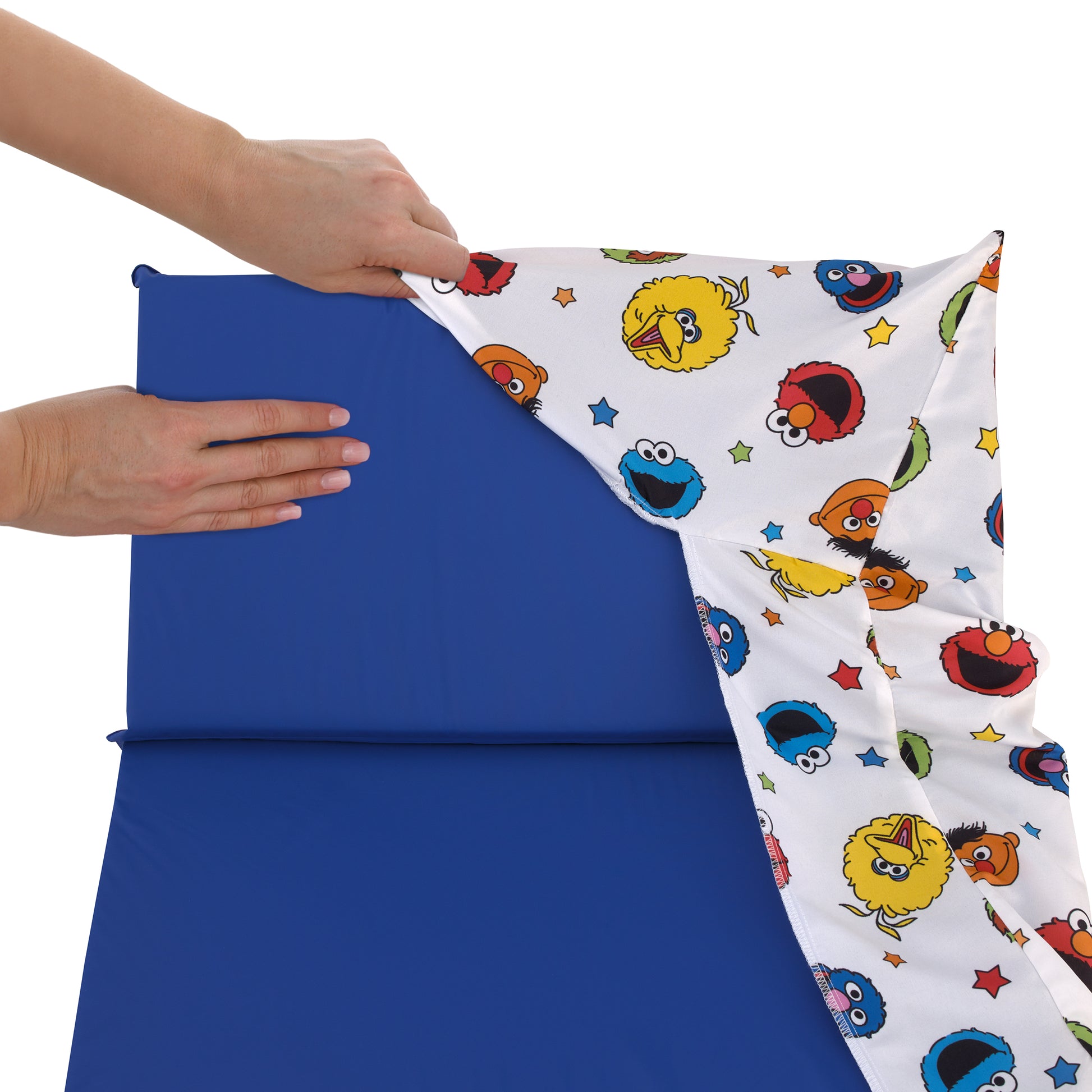 Sesame Street Come and Play Blue, Green, Red and Yellow, Elmo, Big Bird, Cookie Monster, Grover and Oscar the Grouch Preschool Nap Pad Sheet