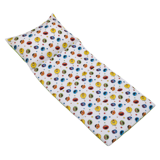 Sesame Street Come and Play Blue, Green, Red and Yellow, Elmo, Big Bird, Cookie Monster, Grover and Oscar the Grouch Deluxe Easy Fold Toddler Nap Mat