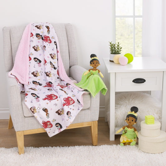 NoJo Disney Tiana Green and Yellow Super Soft Security Baby Blanket