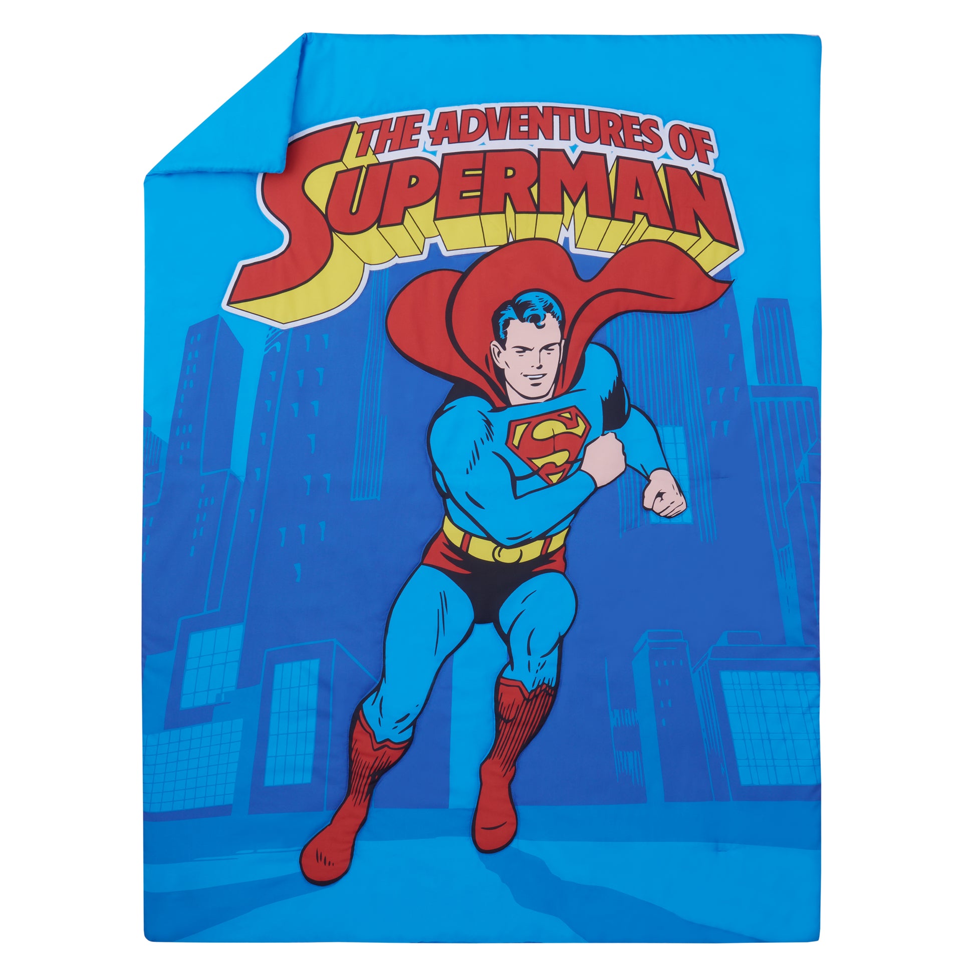 NoJo Warner Bros Superman "Up In The Sky" 4 Piece Toddler Bed Set