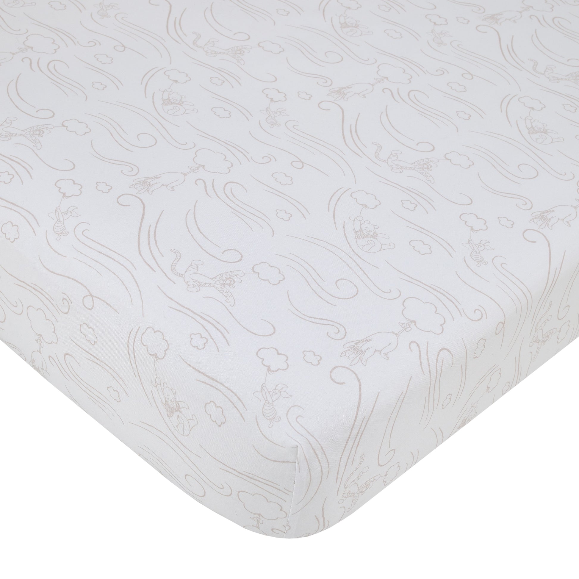 Disney Winnie the Pooh - Blustery Day Grey and White Clouds Fitted Crib Sheet