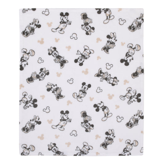 Disney Mickey and Minnie Mouse Black and White Super Soft Baby Blanket