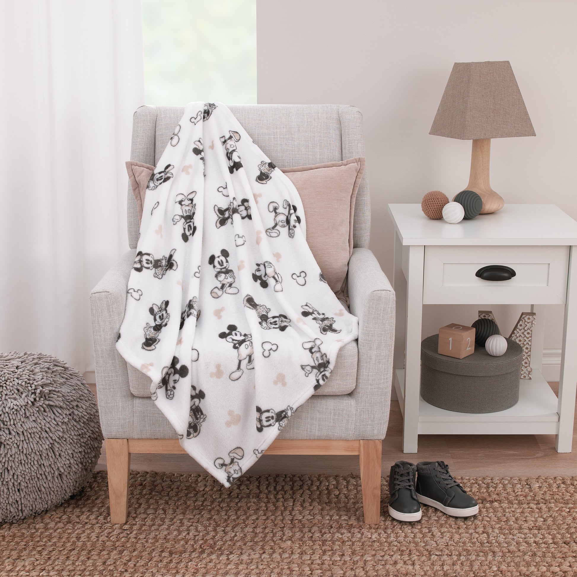 Disney Mickey and Minnie Mouse Black and White Super Soft Baby Blanket