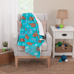 Marvel I Am Groot Blue and Brown Super Soft Sherpa Baby Blanket