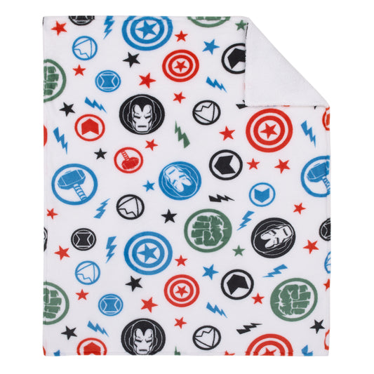 Marvel The Avengers Red, White, and Blue Super Soft Sherpa Baby Blanket