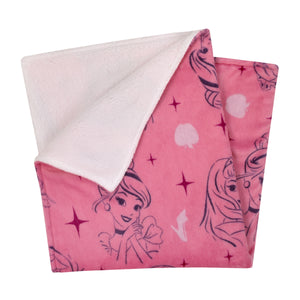 Disney Princess Pink and Purple Tiaras Super Soft Sherpa Baby Blanket