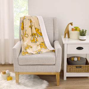 Disney Lion King Tan, Beige and White Simba Super Soft Sherpa Baby Blanket