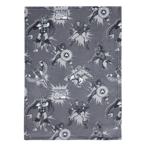 Marvel Comics Grey and White Thor, The Hulk, Spider-Man, Falcon, Captain America and Iron Man Super Soft Baby Blanket