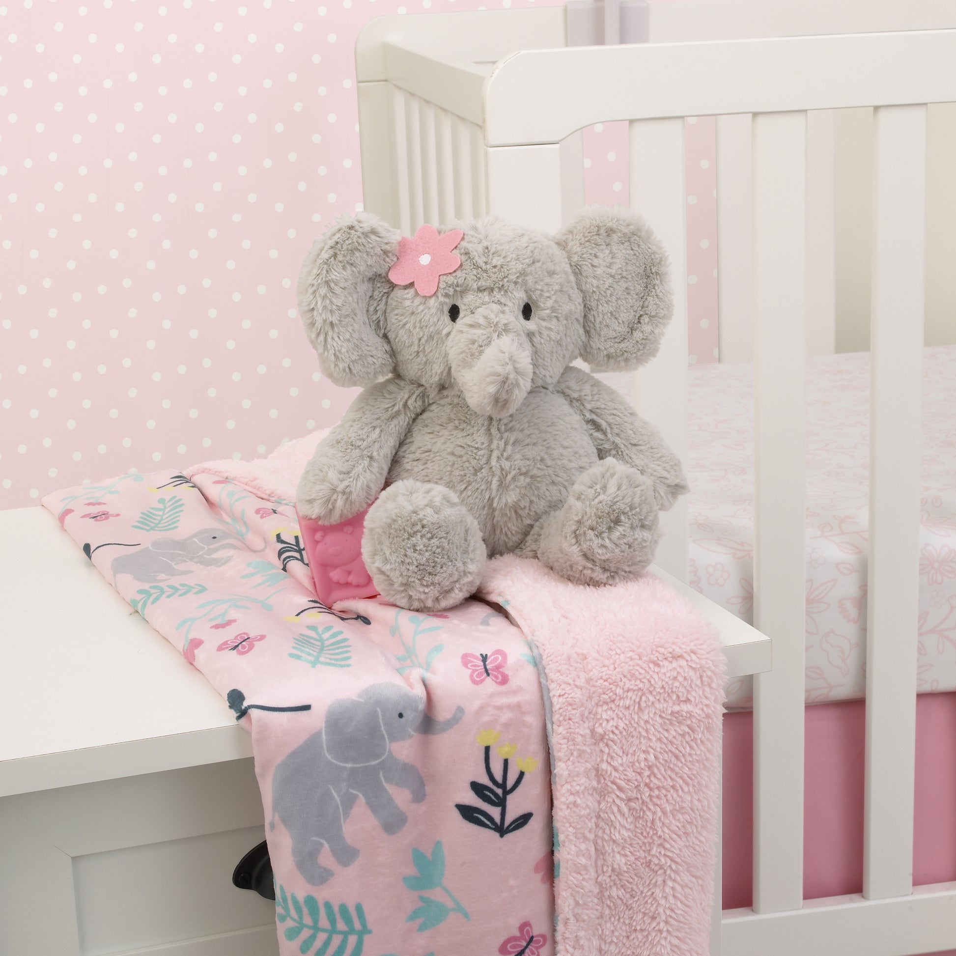 Carter's Floral Elephant Gray Plush Stuffed Animal