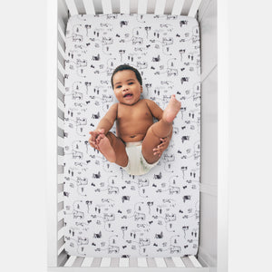 Carter's Woodland Friends Gray Multi Colored Bear and Fox, Squirrel, Tree, Tent, and Campfire 3 Piece Nursery Crib Bedding Set - Comforter, Fitted Crib Sheet, and Crib Skirt