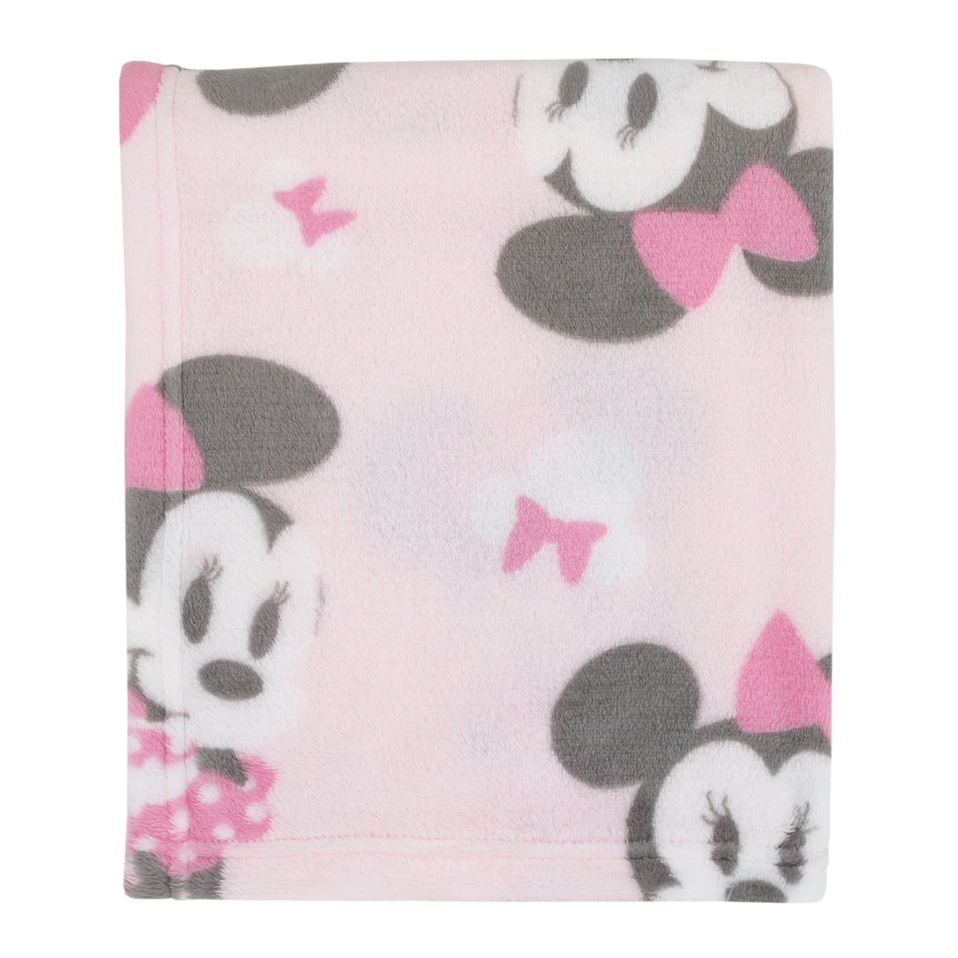 Disney Minnie Mouse Pastel Pink, White and Black Bows and Icons Super Soft Baby Blanket