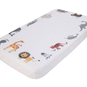 NoJo Zoo Animals Multi Character 100% Cotton Photo Op Fitted Crib Sheet