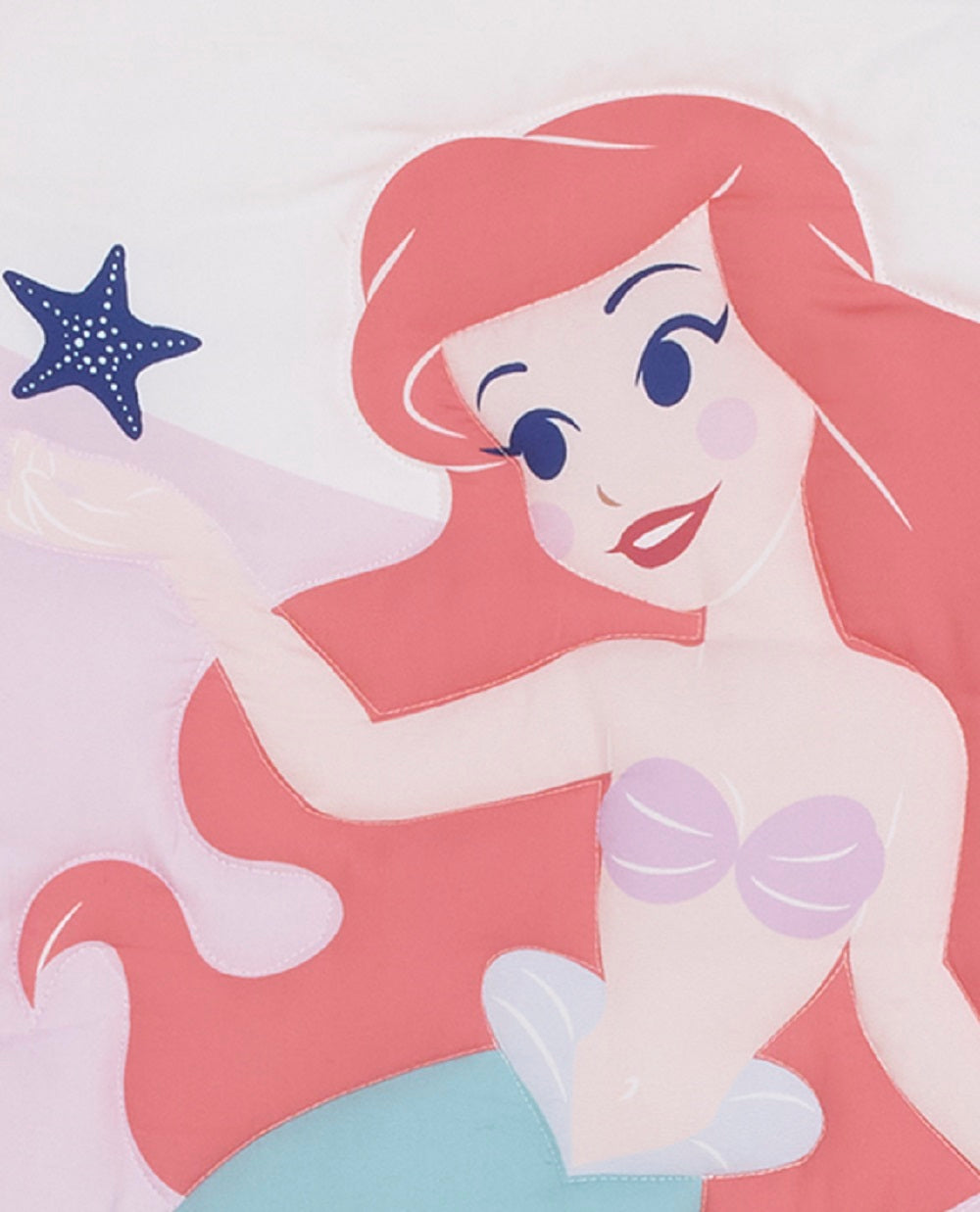 Disney The Little Mermaid Ariel Cute by Nature White and Pink Star Fish and Coral Reef 3 Piece Nursery Mini Crib Bedding Set - Comforter and Two Fitted Mini Crib Sheets