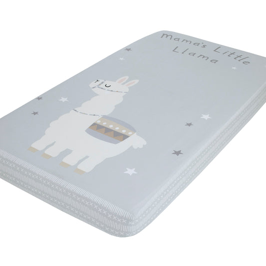 NoJo Mama's Little Llama Grey, White and Charcoal 100% Cotton Photo Op Fitted Crib Sheet