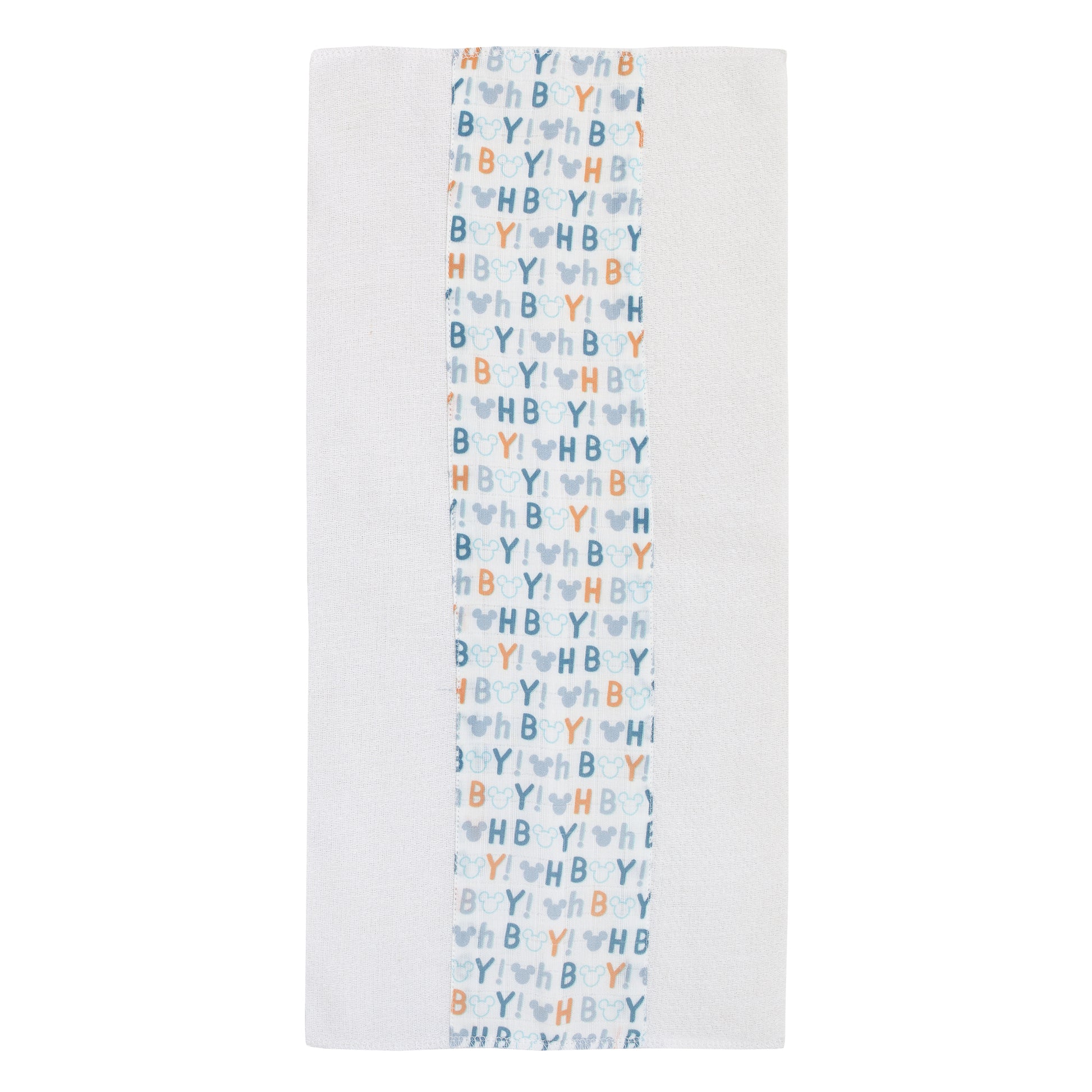 Disney Mickey Mouse Blue, White, and Orange 2Pk 100% Cotton Muslin Burp Cloths