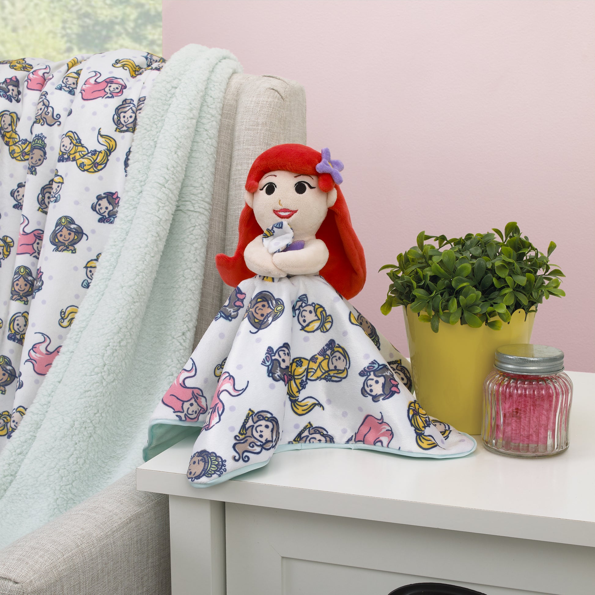 Disney Ariel and Princess White and Aqua Lovey Security Blanket