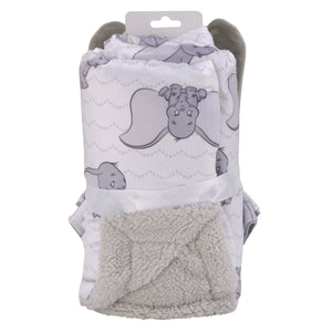 Disney Dumbo Gray and White Super Soft Sherpa Baby Blanket and Security Blanket 2-Piece Gift Set